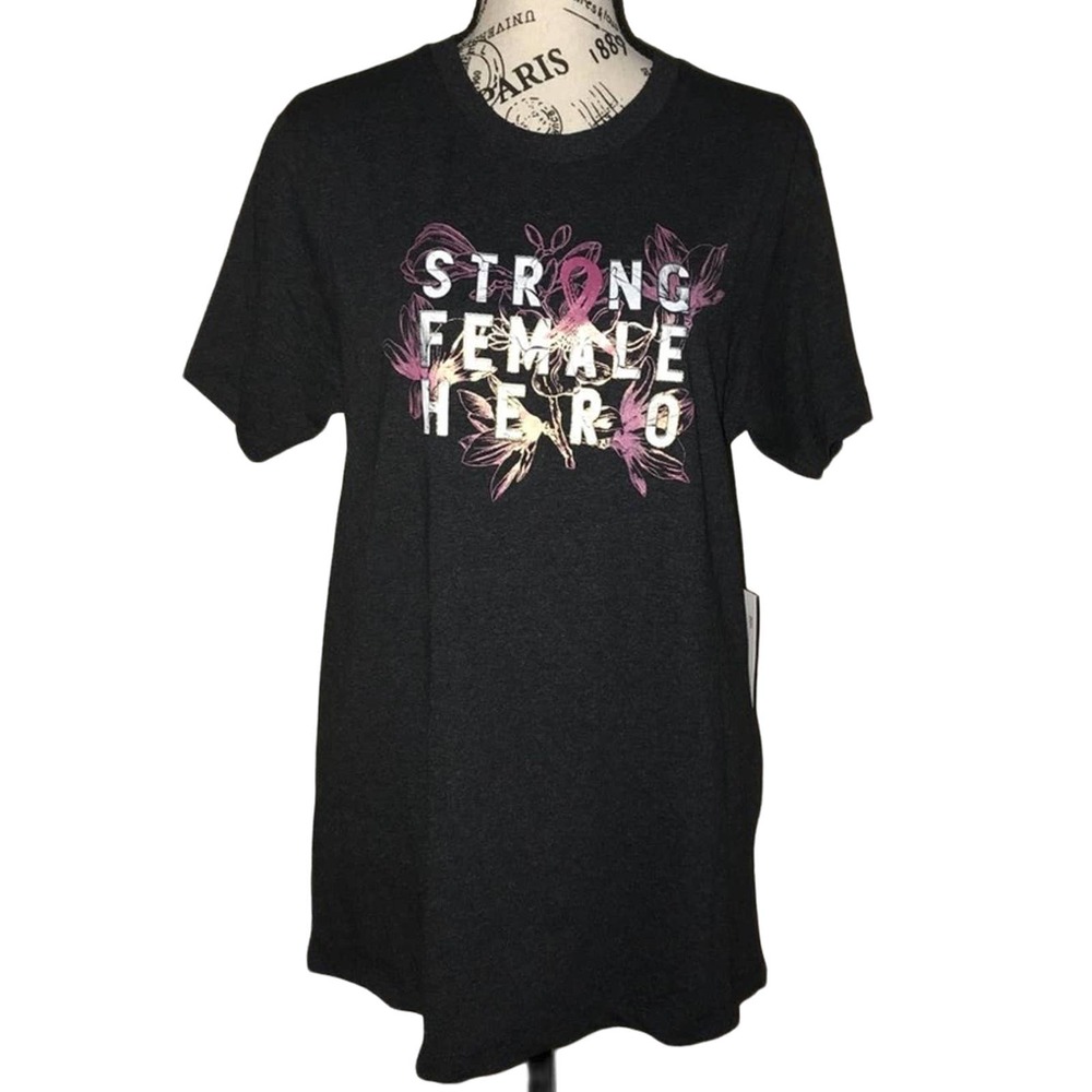 BREAST CANCER AWARENESS STRONG FEMALE HERO DARK GRAY MEDIUM